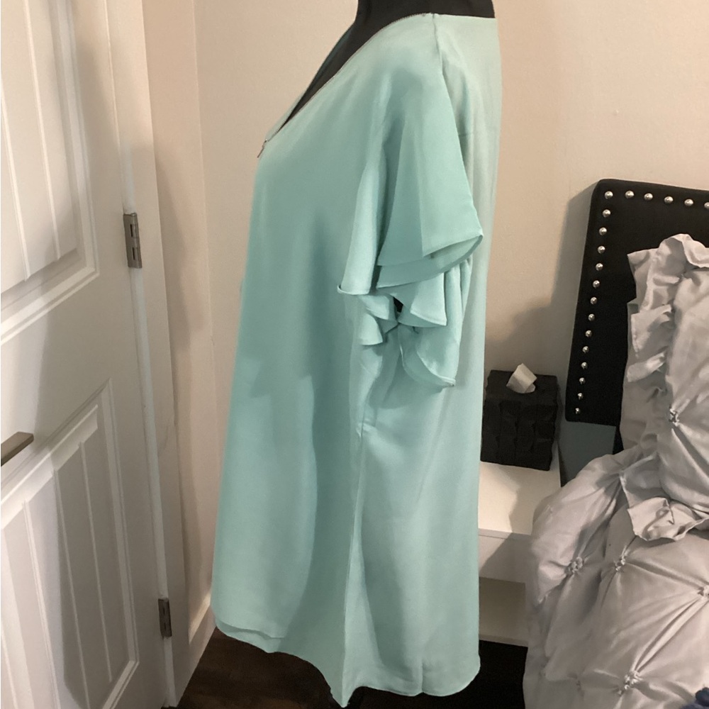 50% Off! 3 Days Only!     NWOT - City Chic - Seafoam Chiffon Blouse -  Sz Lg!!! - Picture 7 of 11